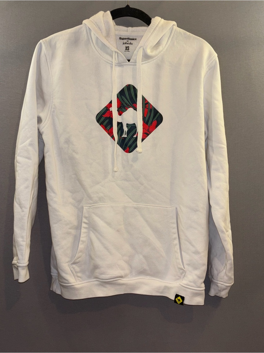Jobedu Jordan White Hoodie with Floral camel  Logo - unisex  XS